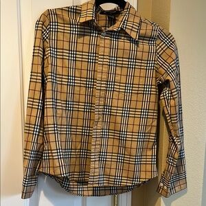 Club Monaco Beige Checkered Long Sleeve Shirt